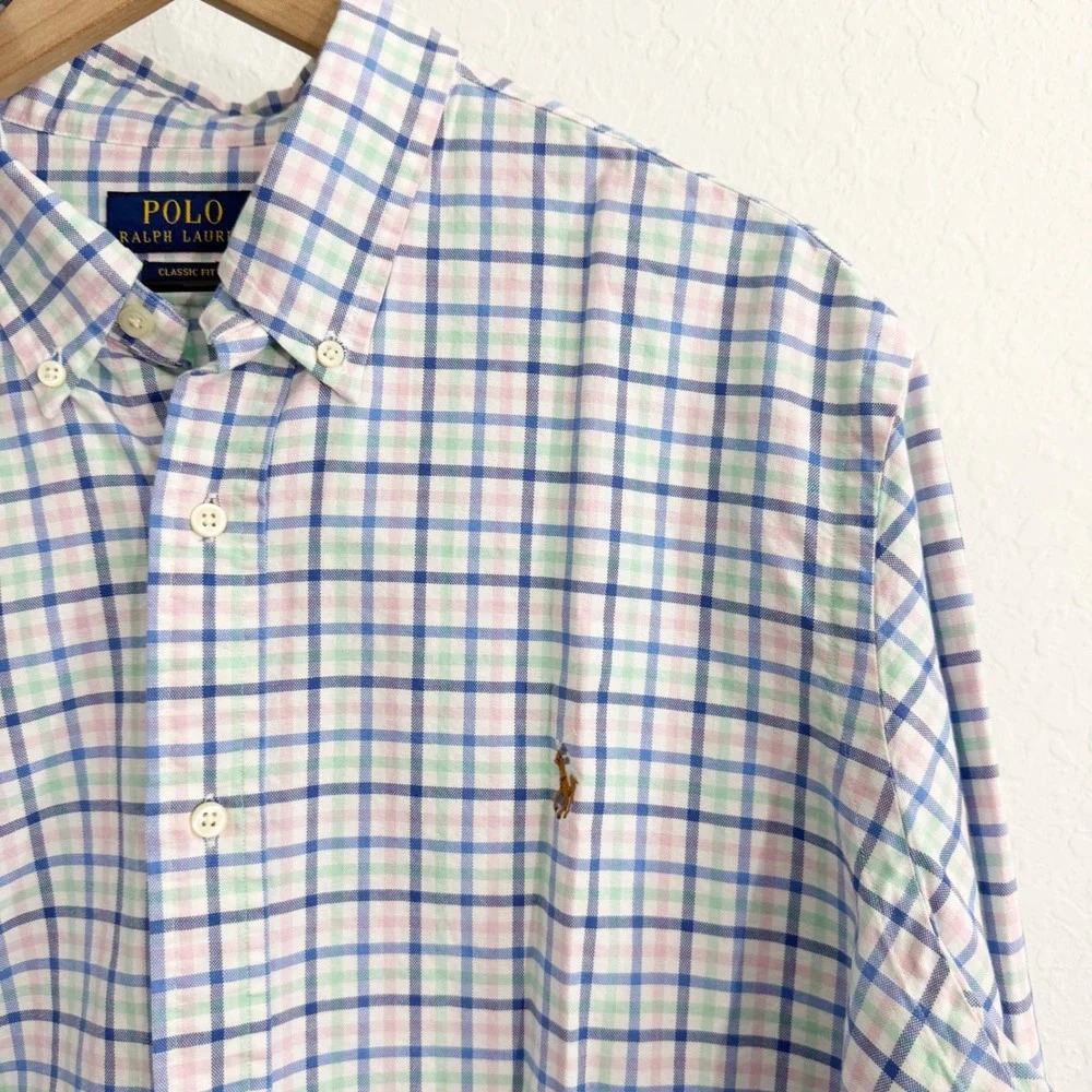 Polo Ralph Lauren Button Down Shirt Blue XL Preppy Quiet Luxury Ivy League Work